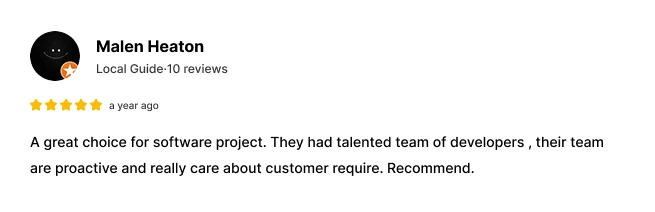 Customer Review from Google